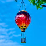 front view of rainbow hot air balloon solar lantern for backyard decoration