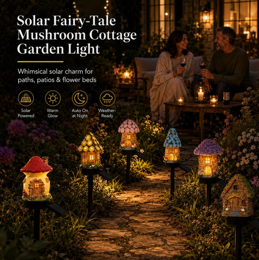 ✨Enchanted SolarMushroom House Light -Cozy Fairy Garden Decor🍄
