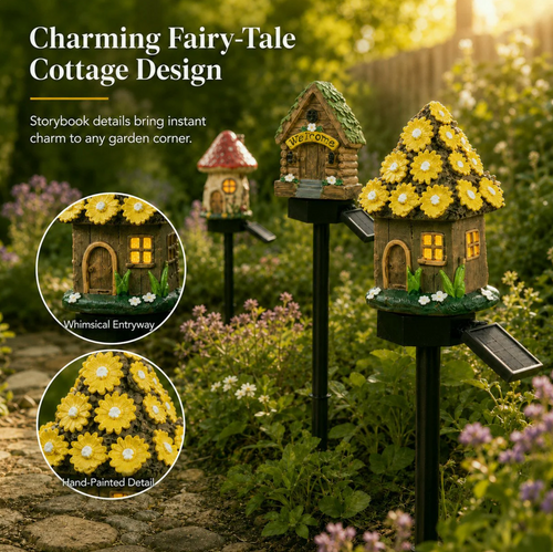 ✨Enchanted SolarMushroom House Light -Cozy Fairy Garden Decor🍄