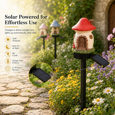 ✨Enchanted SolarMushroom House Light -Cozy Fairy Garden Decor🍄