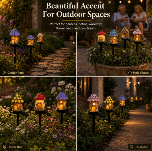 ✨Enchanted SolarMushroom House Light -Cozy Fairy Garden Decor🍄