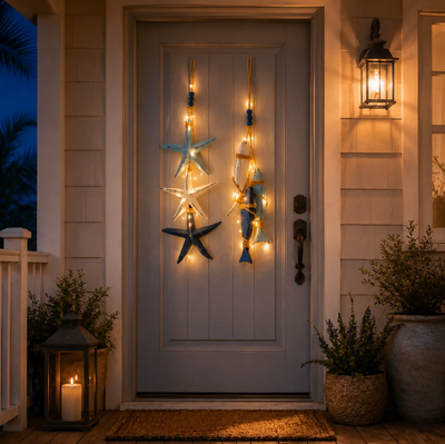 ✨2026 HOT SALE 🐟🌊Lighted Coastal Wooden Starfish & Fish Hanging Decor