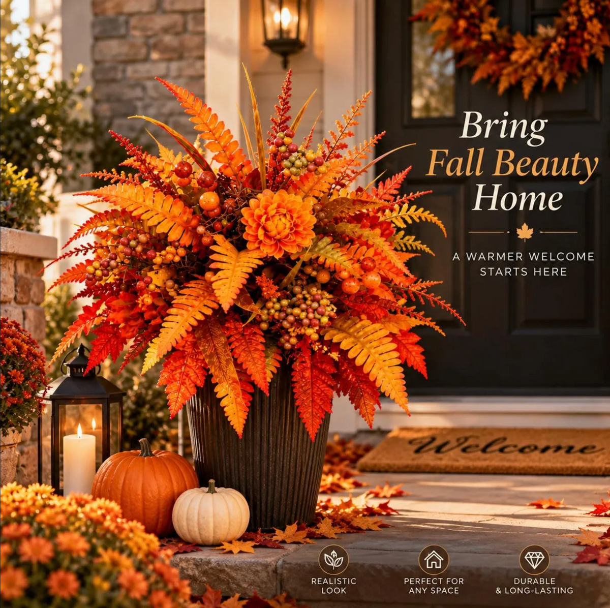 Autumn Harvest Floral Garden Stake Arrangement