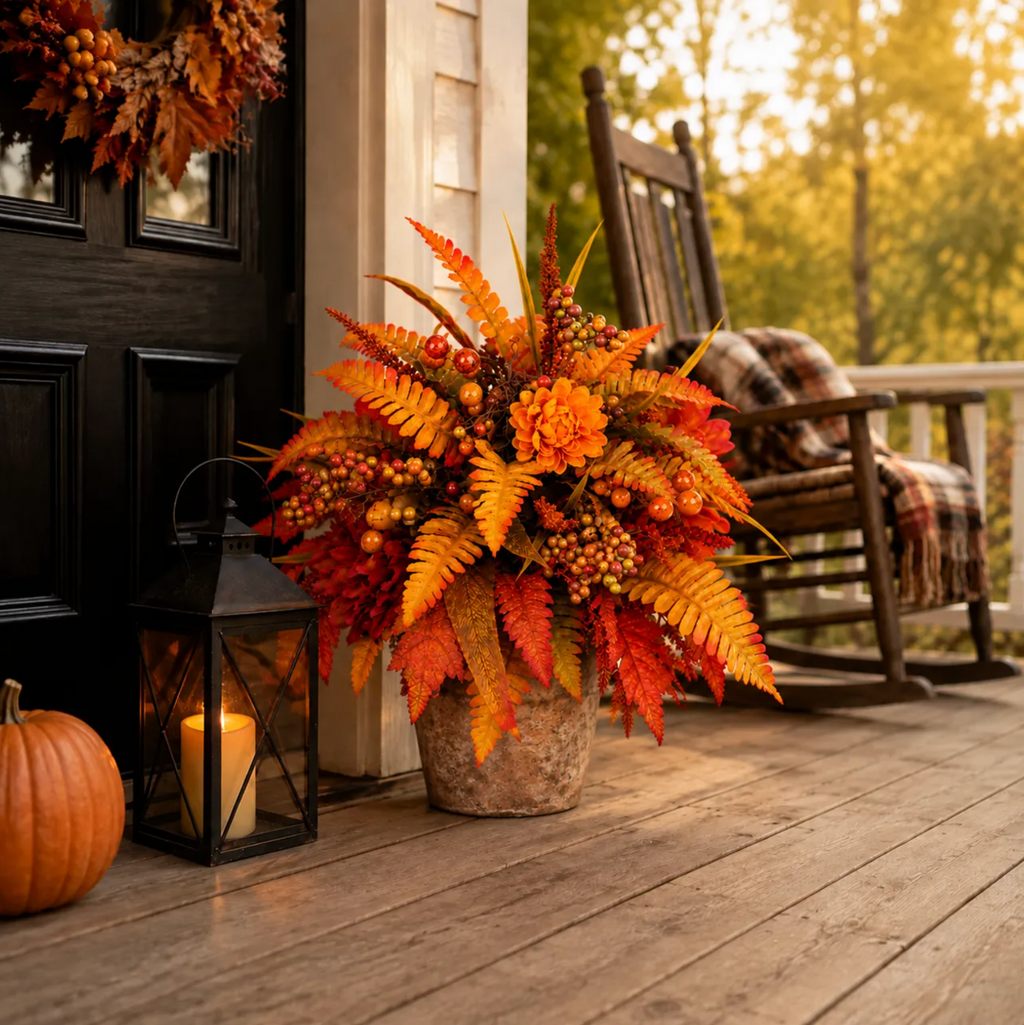 Autumn Harvest Floral Garden Stake Arrangement