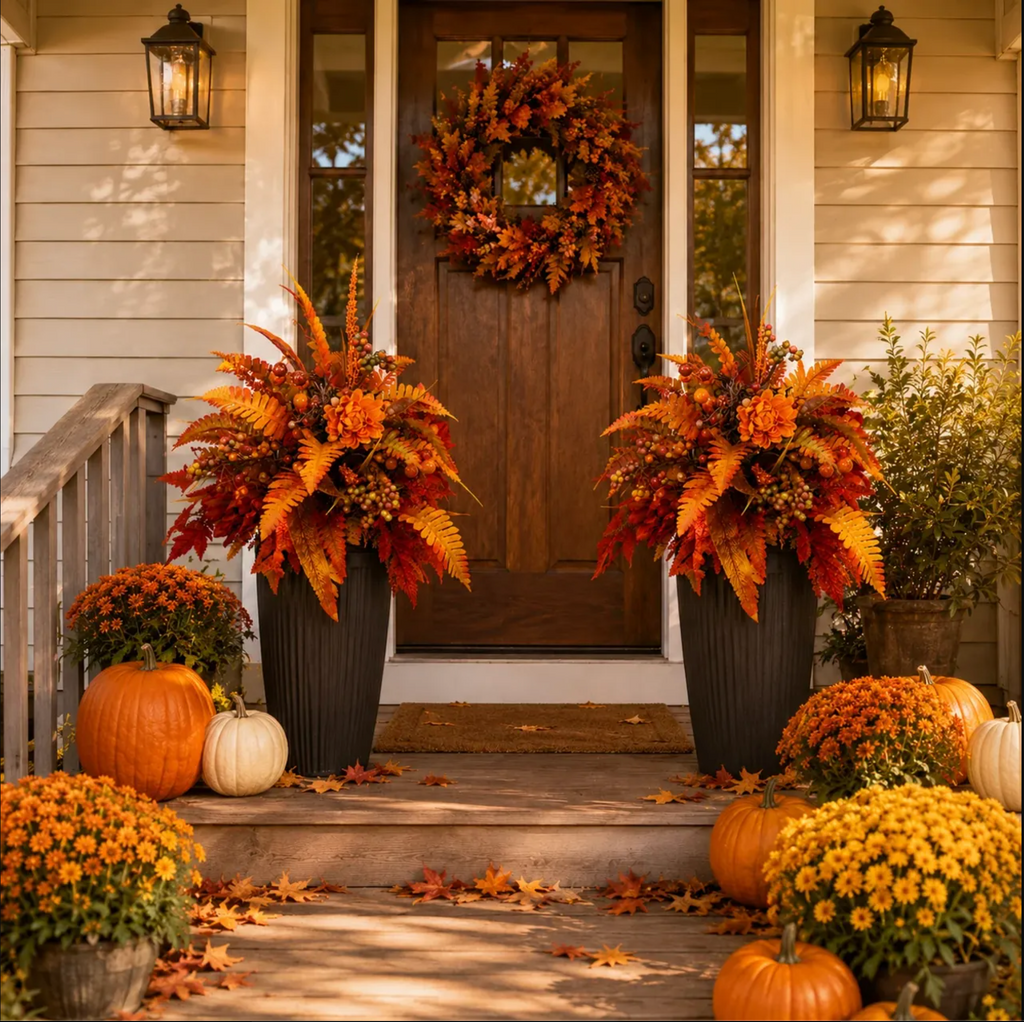 Autumn Harvest Floral Garden Stake Arrangement