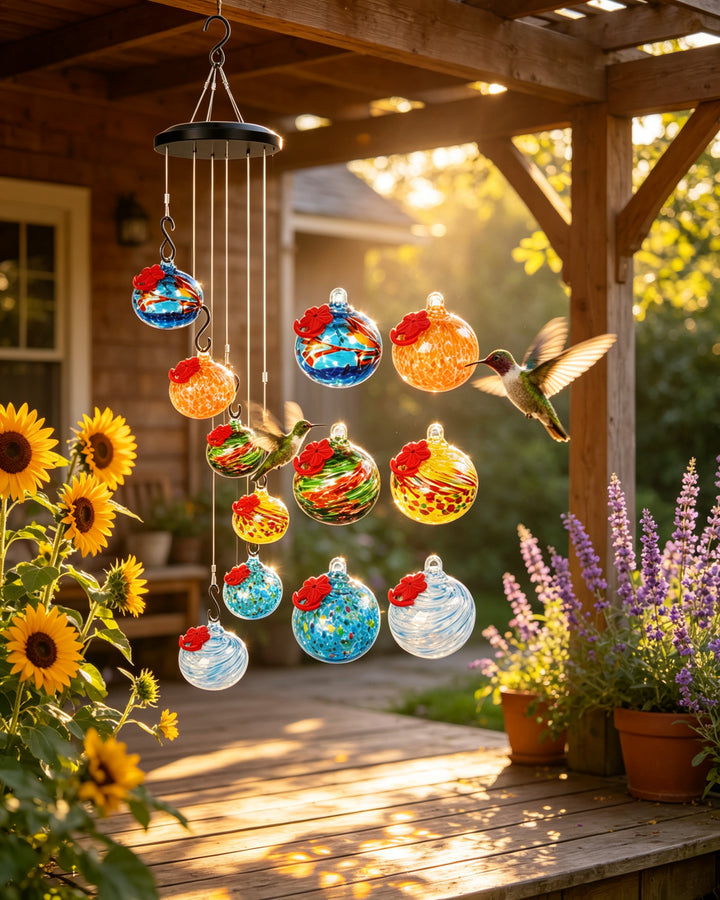 Glass Hummingbird Feeder – Hanging Garden Decor