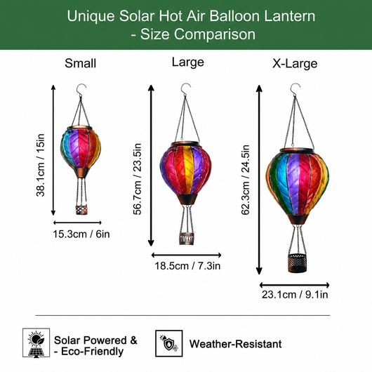 Hot Air Balloon Solar Lantern With Flame Effect