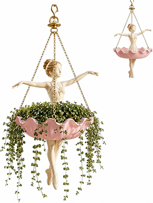 🌿Ballet Dancer Hanging Planter – Graceful Artistry, Living Greenery 🩰🌿
