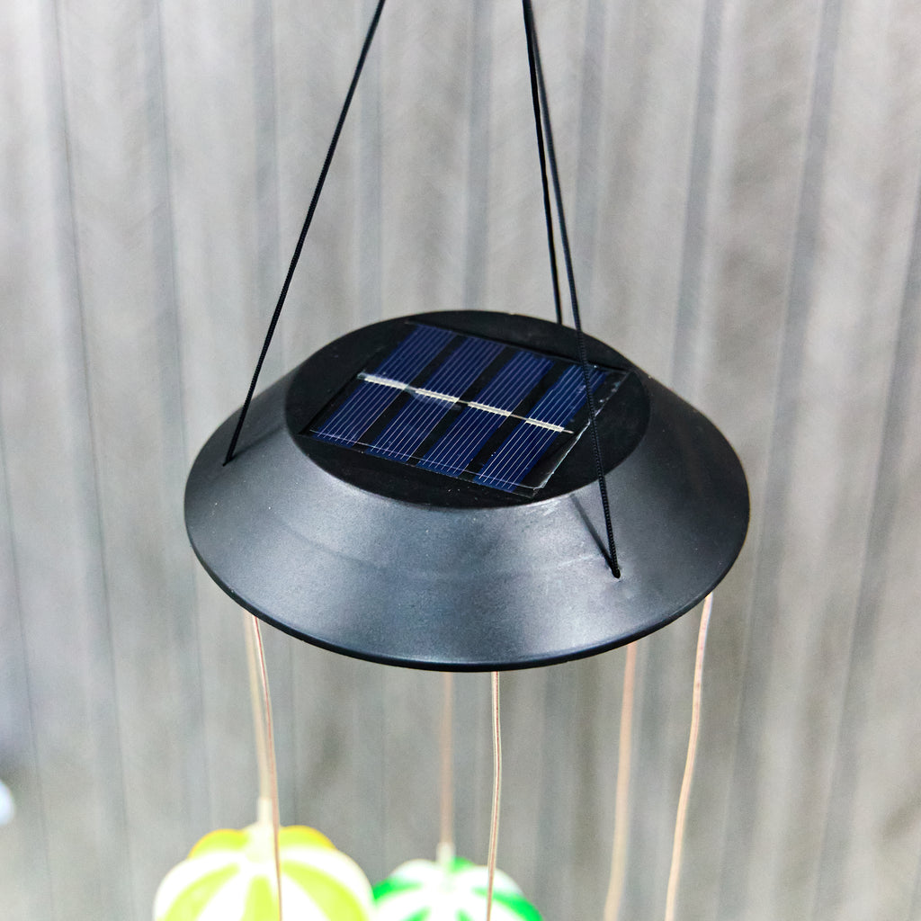 Solar Hanging Planter with Hot Air Balloon Wind Chime