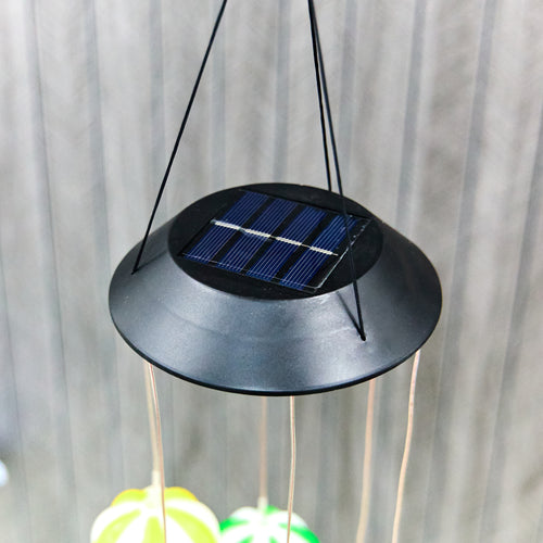 Solar Hanging Planter with Hot Air Balloon Wind Chime