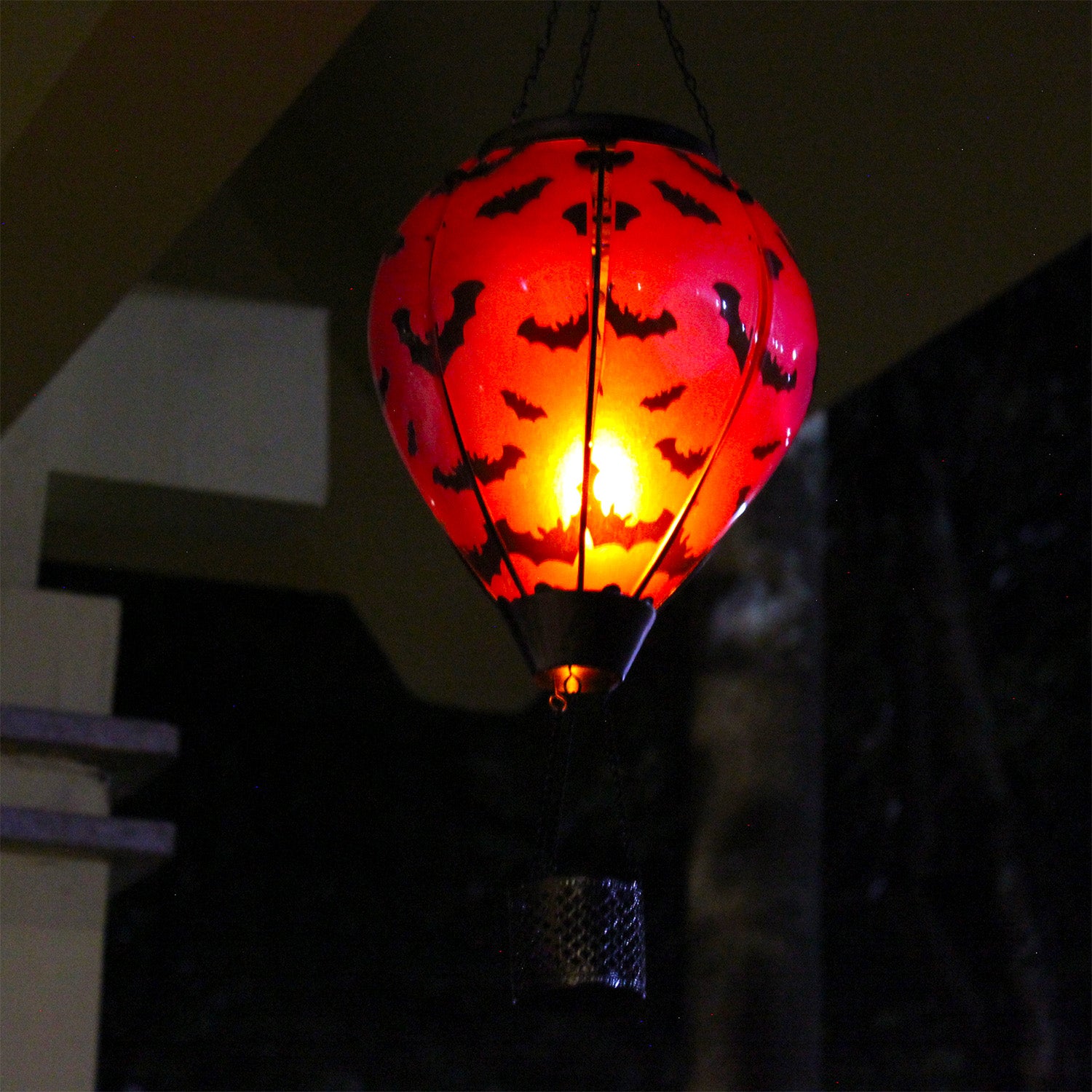bat pattern solar hot air balloon lantern ideal for backyard decoration and garden ambiance