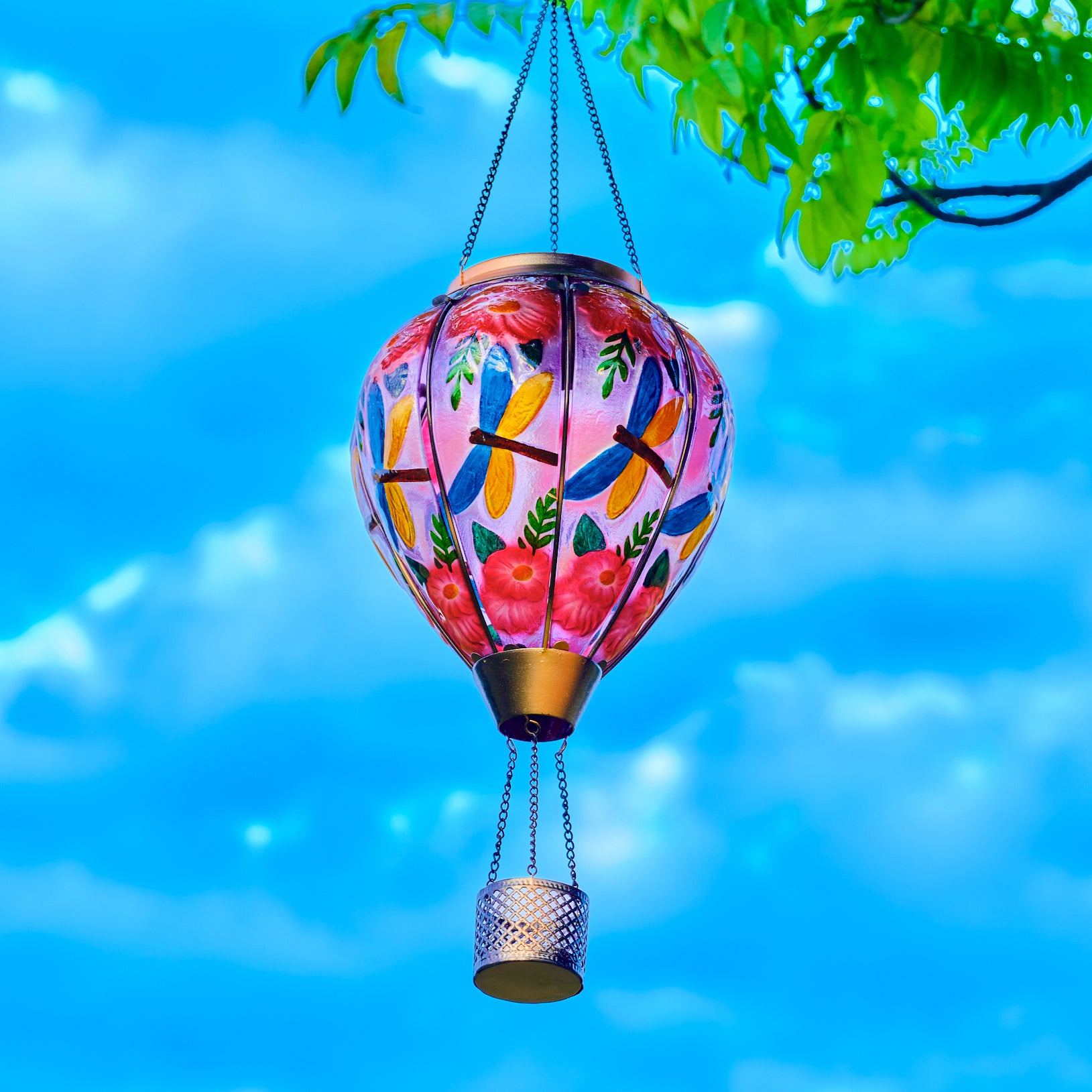 Hanging dragonfly solar balloon lantern bringing charm to front yard decorations with LED yard lights