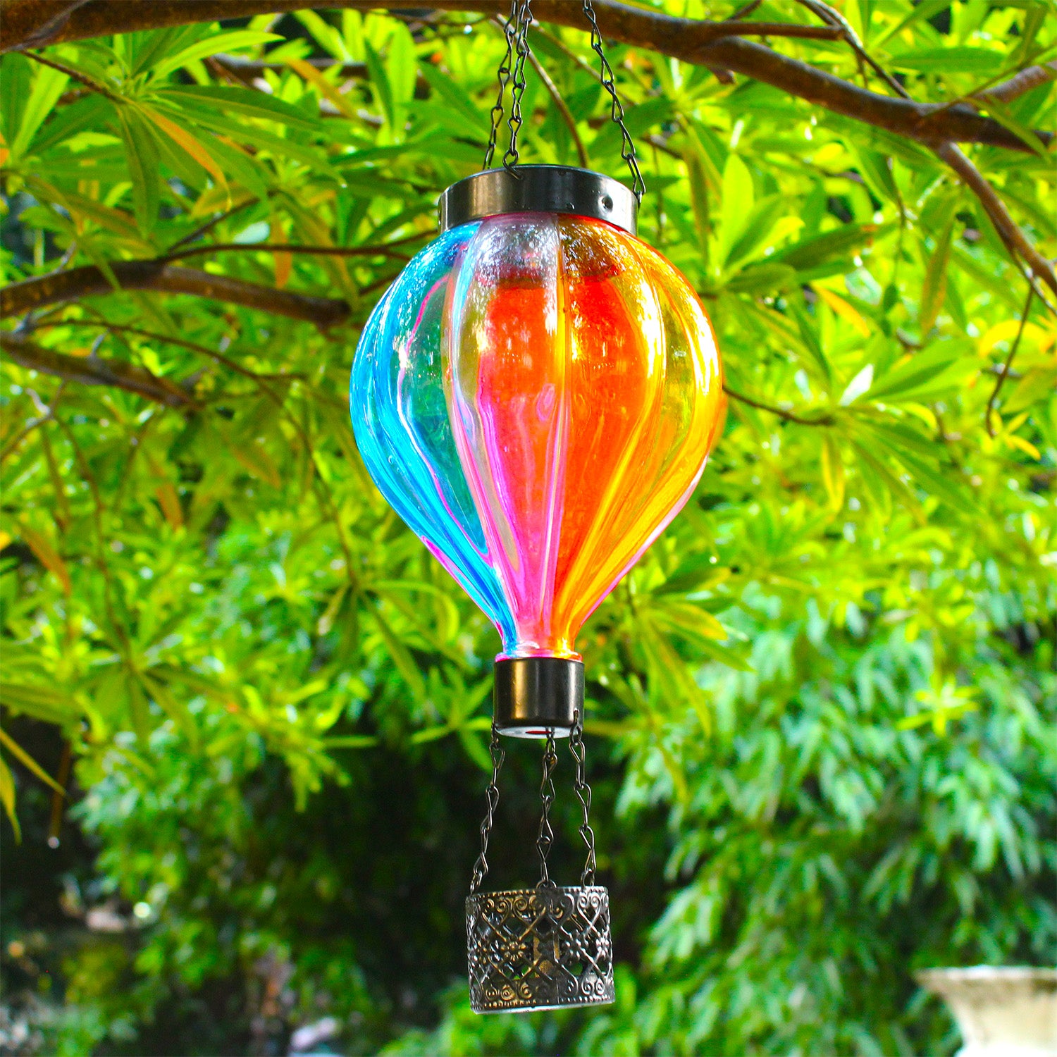 gradient color hot air balloon solar lantern perfect for backyard and patio decorations