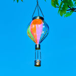 front view of gradient color hot air balloon solar lantern for backyard decorations
