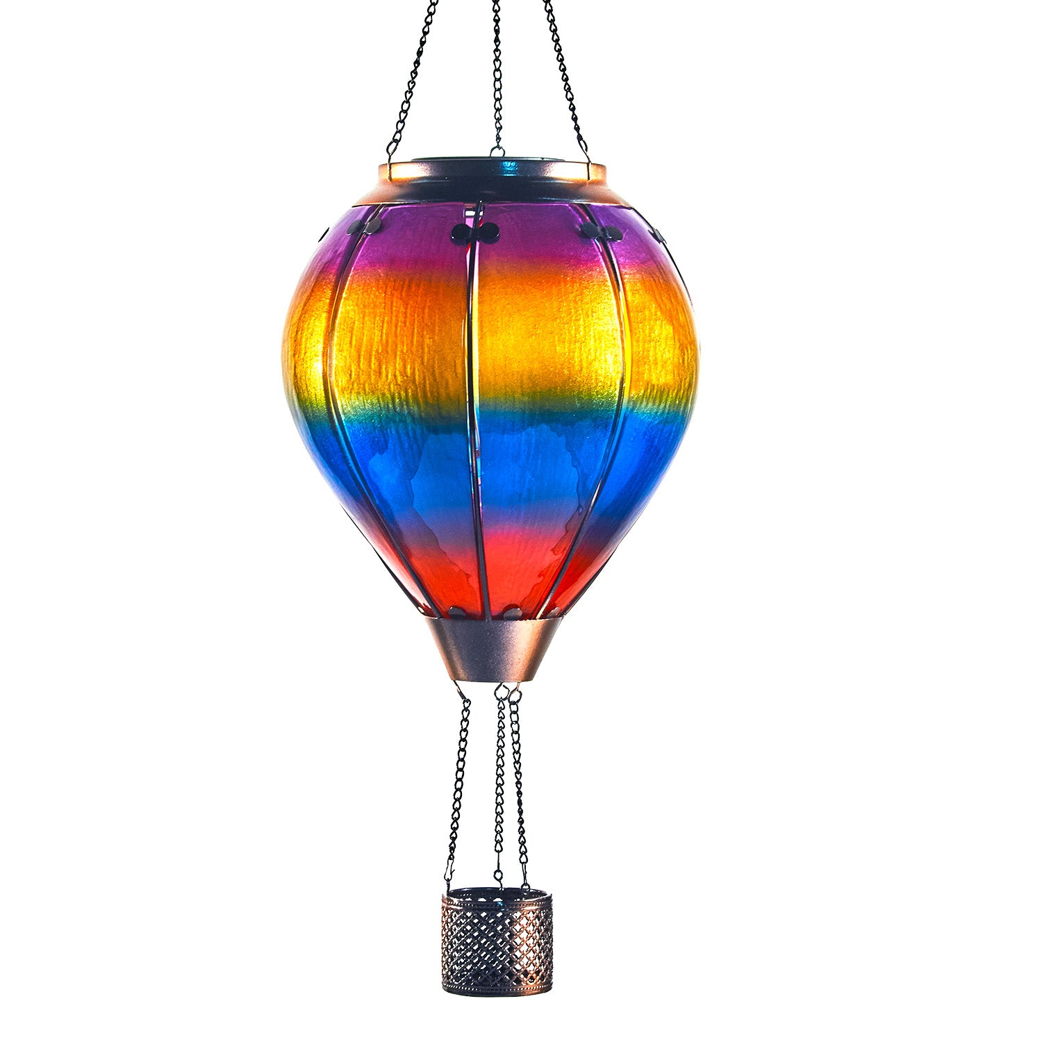 Gradient-style solar lantern for decorating garden spaces with light and color, great for yard decorations and backyard ambiance