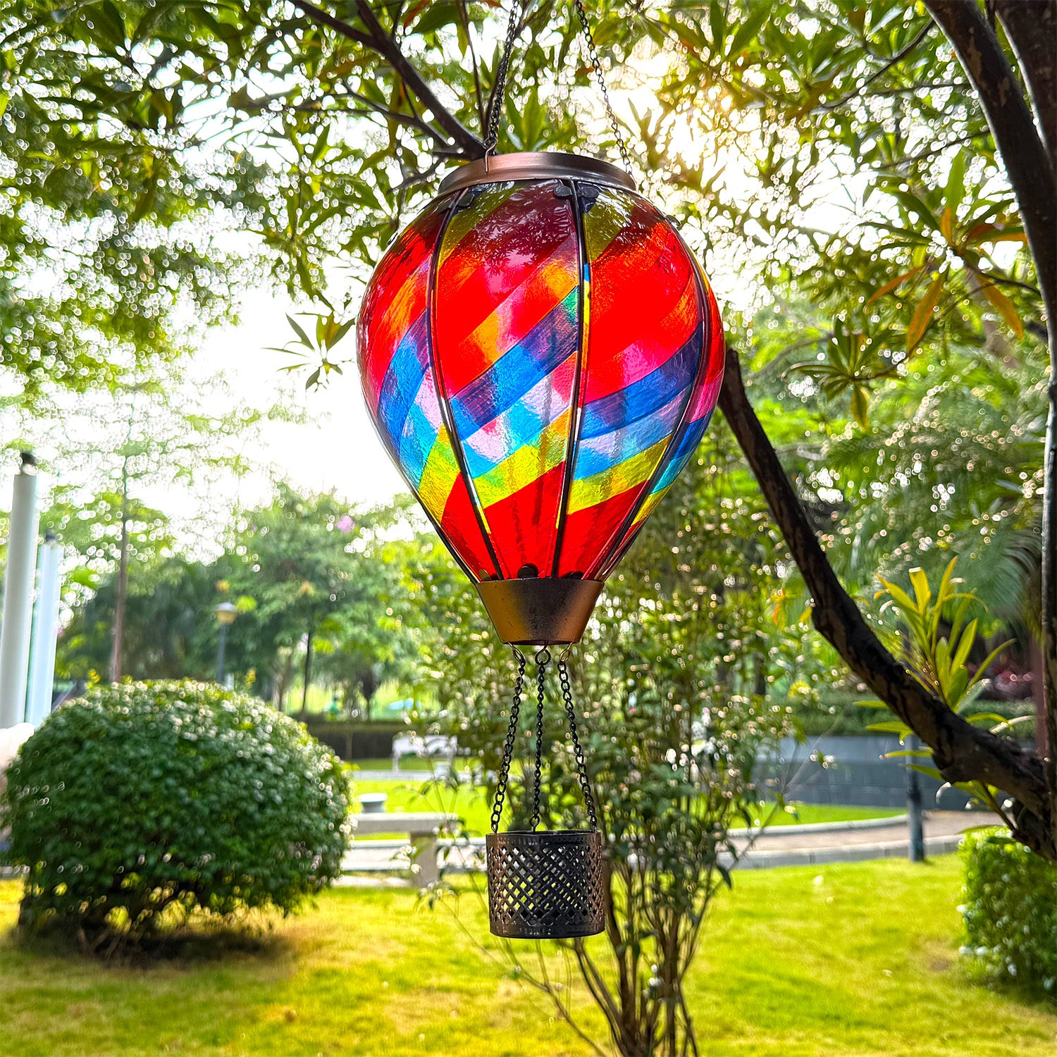 handcrafted solar balloon lantern as stunning solar garden decor for patios and yards