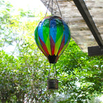 hanging solar-powered balloon lantern glowing at dusk, ideal for yard decoration and cozy lighting