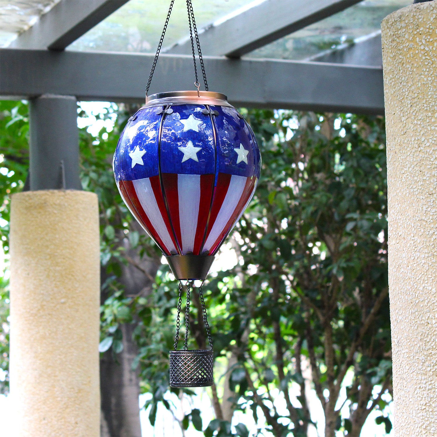 colorful hot air balloon solar lantern for backyard decoration and yard decor