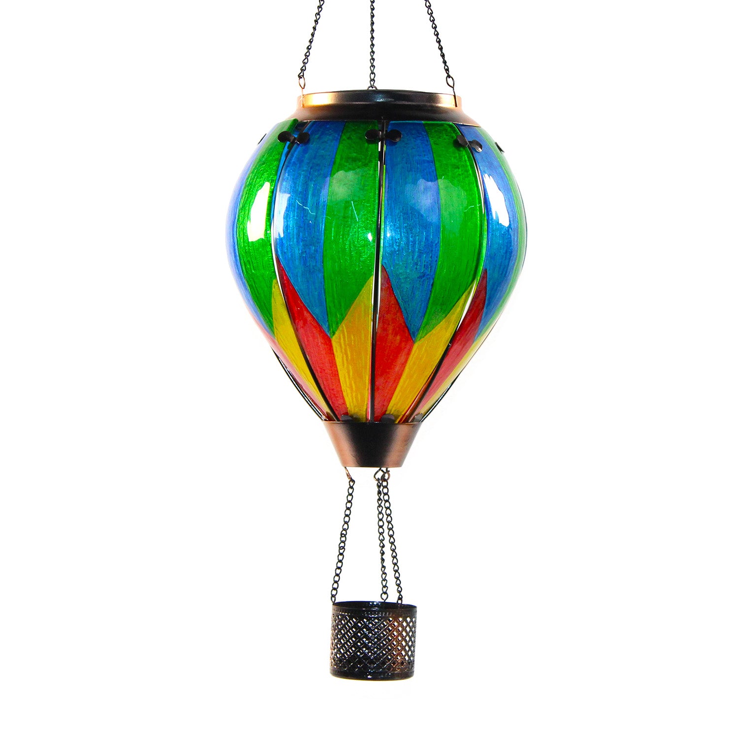 hot air balloon solar lantern hanging from tree, perfect for backyard decoration and garden charm