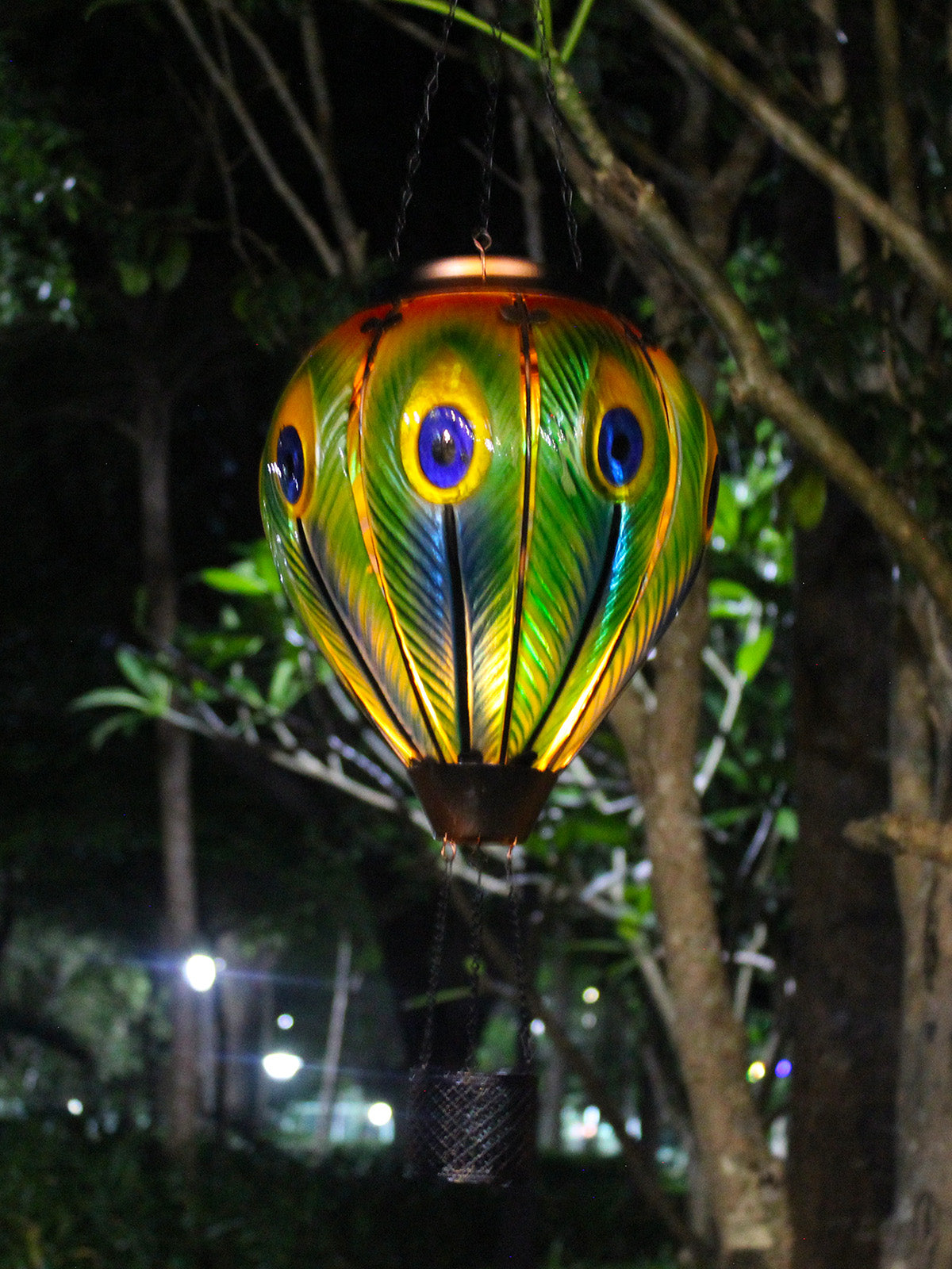 hot air balloon solar lantern garden glass decor