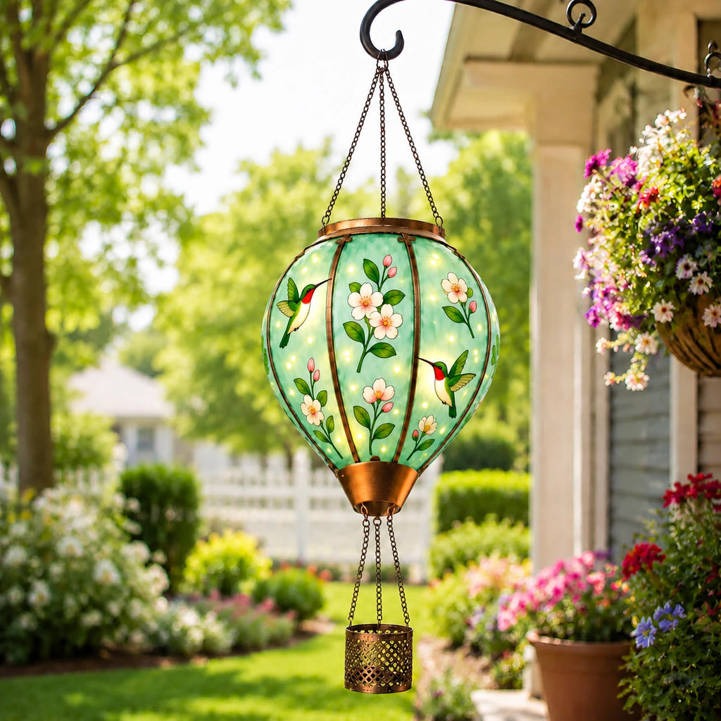 Hot Air Balloon Solar Lantern With Flame Effect