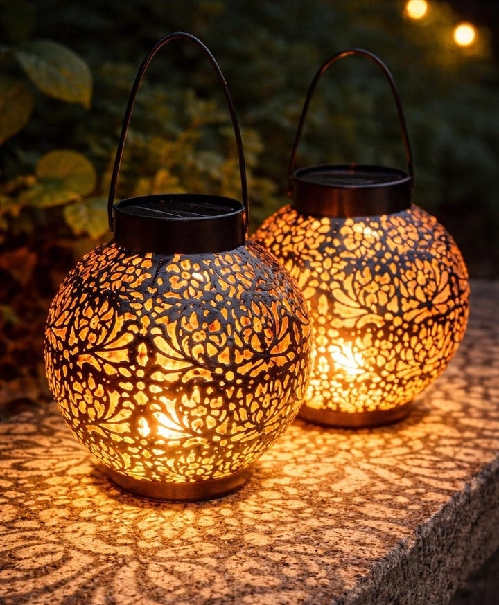 Hanging Metal Lantern Solar Garden Stake