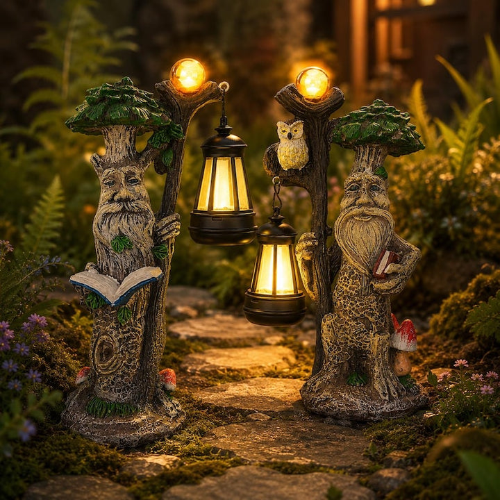 Reading Tree Spirit Solar Garden Statue