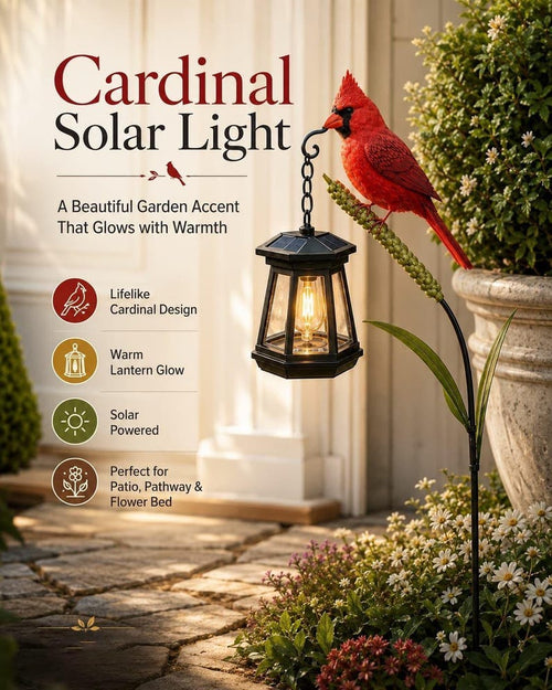 Cardinal Solar Lantern Garden Stake