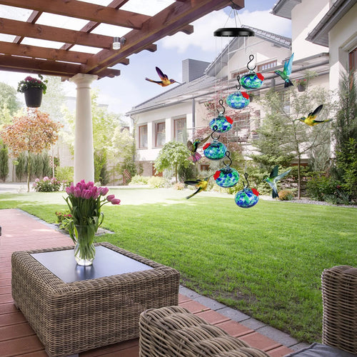 Charming Glass Wind Chimes Hummingbird feeders