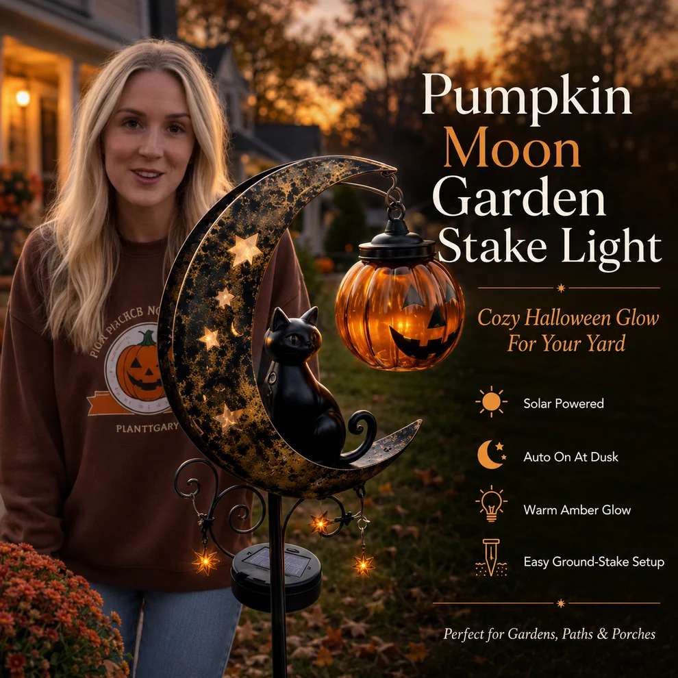 🎃 Halloween Early Bird Sale 🔥 | 49% Pumpkin Moon Garden Stake Light