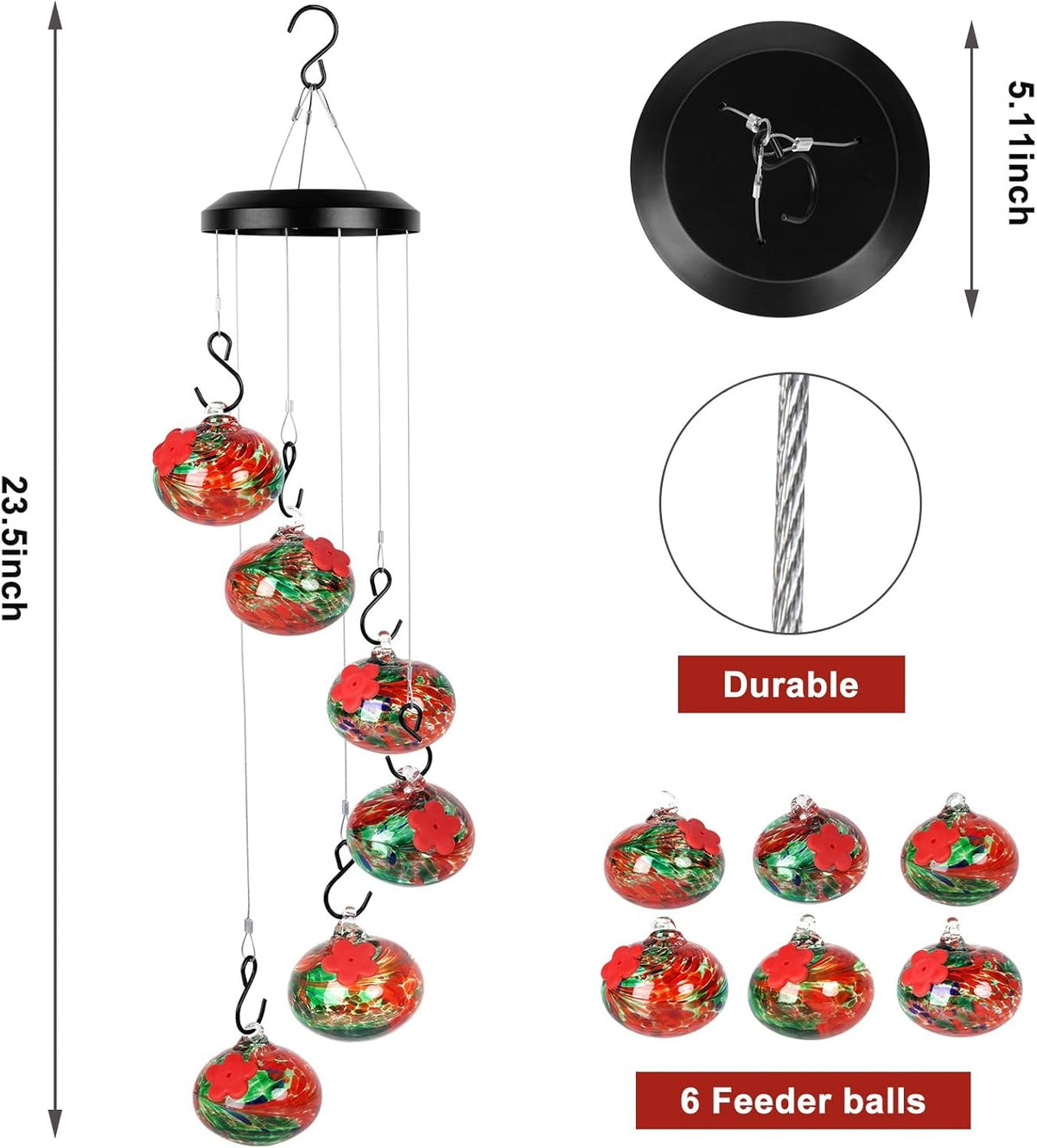 🐦 Charming Glass Hummingbird Feeder — Leak-Resistant, Easy to Hang & Beautiful in Any Garden 🌸