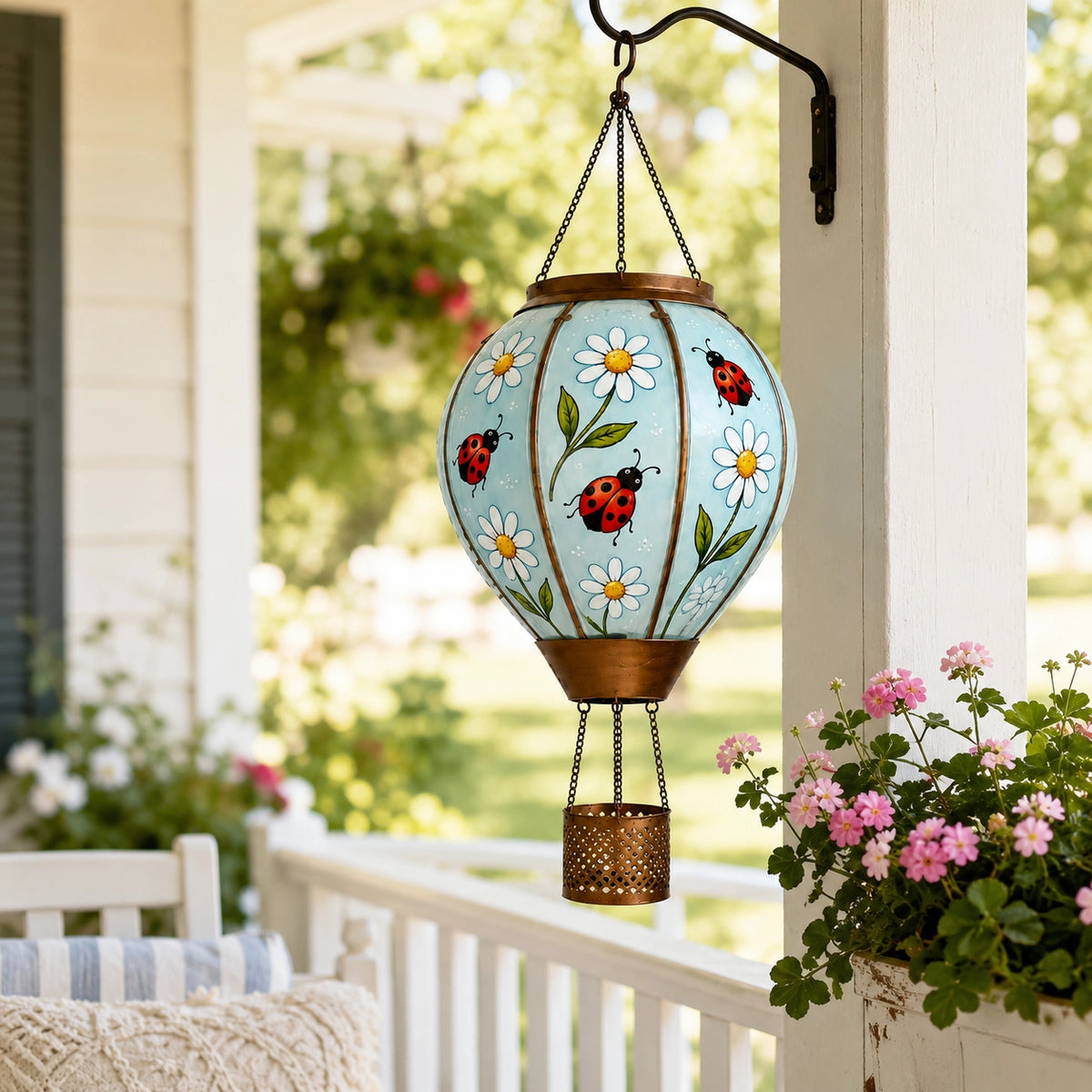 Ladybug & Garden Hot Air Balloon Solar Lantern