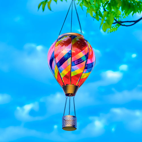 Hot Air Balloon Solar Lantern With Flame Effect