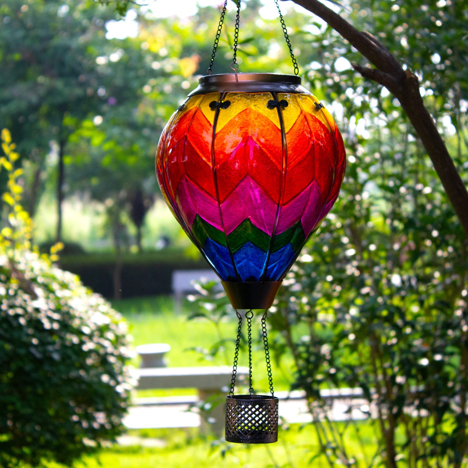 hanging rainbow solar balloon lantern ideal for patio decor ideas