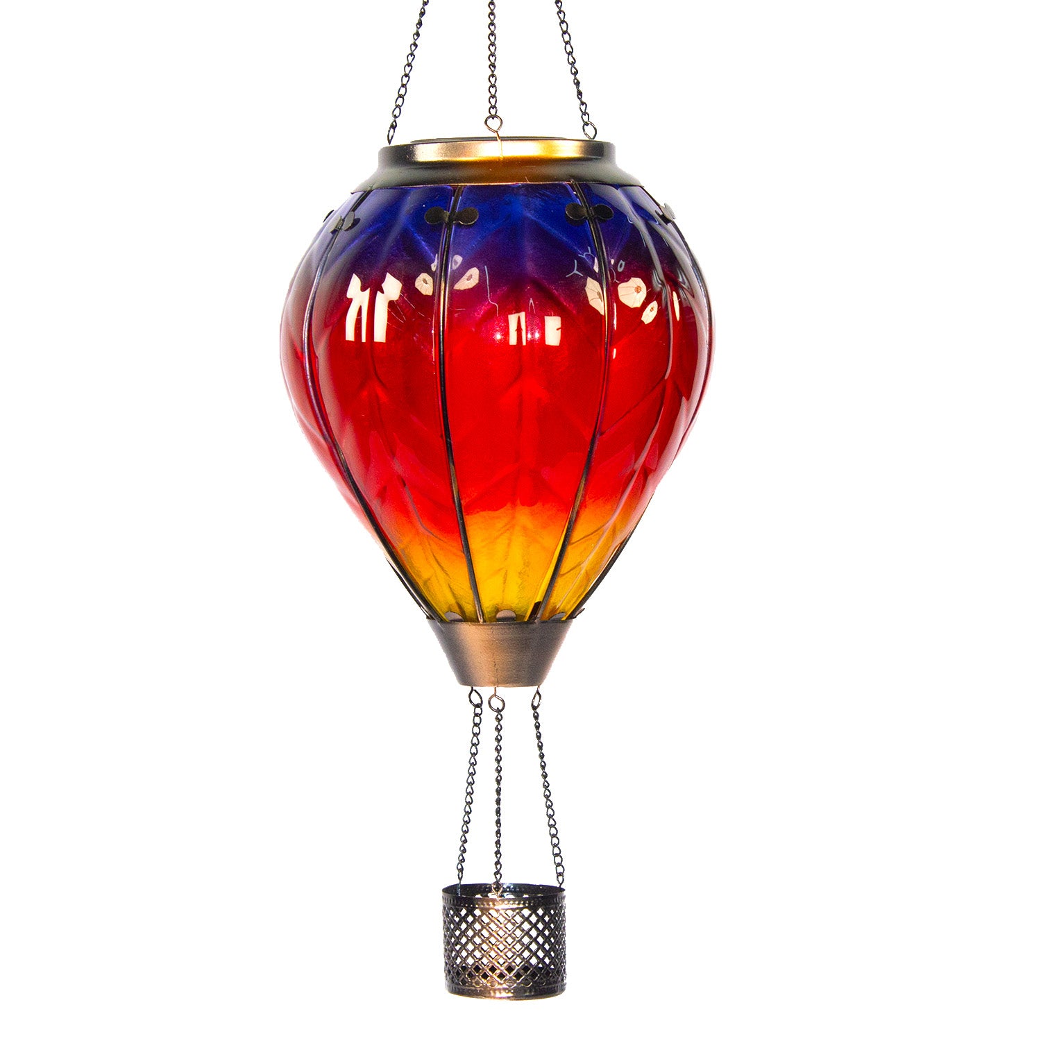 colorful rainbow hot air balloon solar lantern as bright solar garden decor