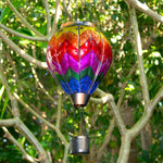 rainbow hot air balloon solar lantern shining in sunlight for yard decorations