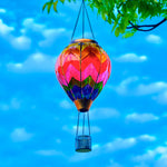 front view of rainbow hot air balloon solar lantern for backyard decoration