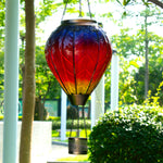 rainbow hot air balloon solar lantern used for front yard decor and patio lighting
