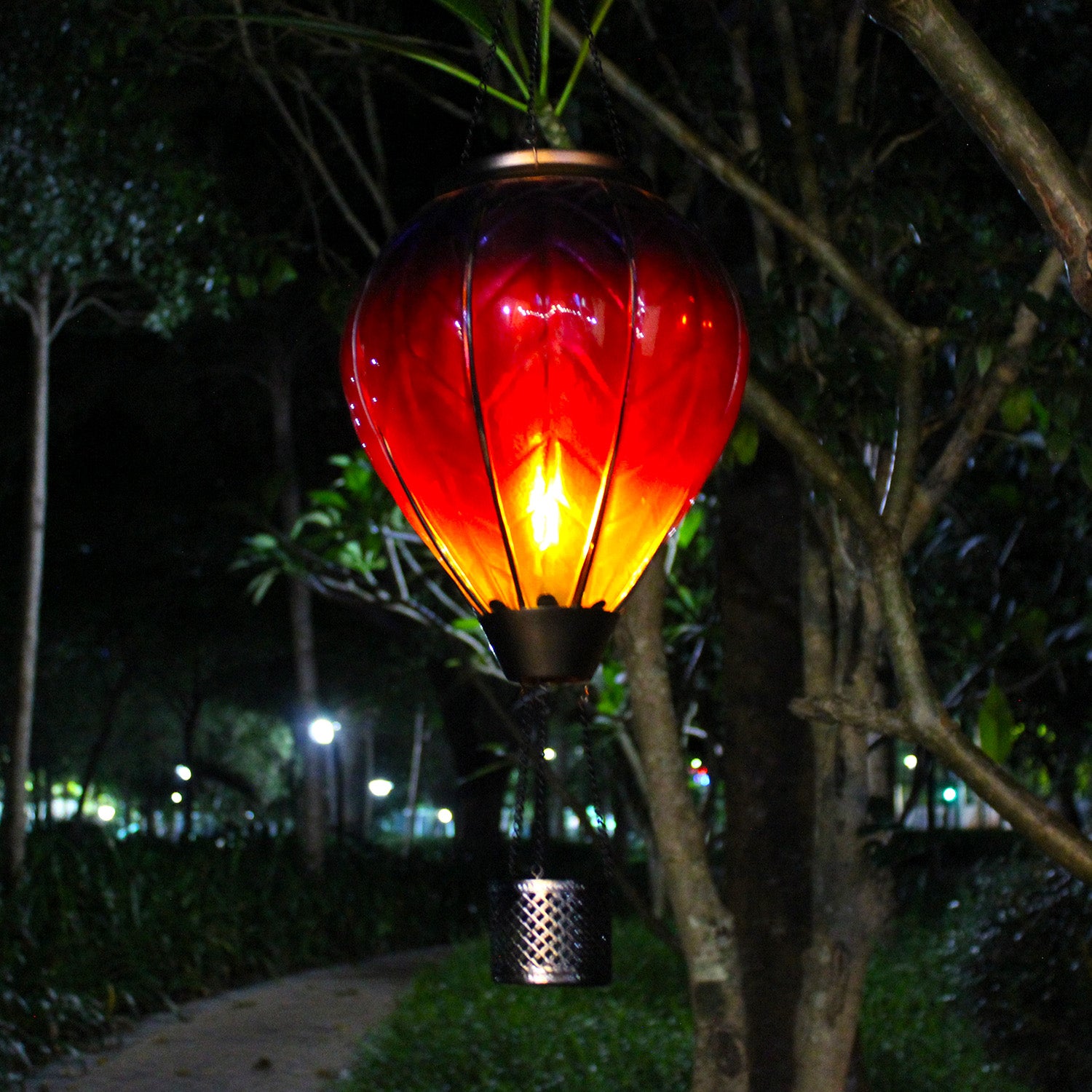 rainbow solar hot air balloon lantern perfect for backyard decoration and yard ambiance