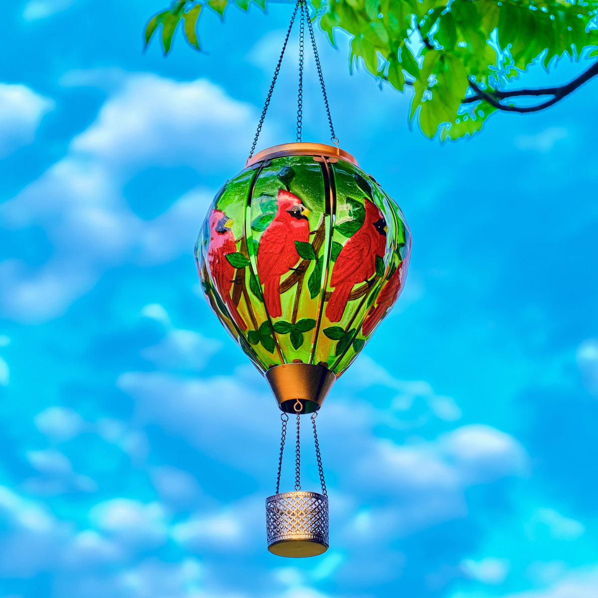 Cardinal Bird Hot Air Balloon Solar Lantern