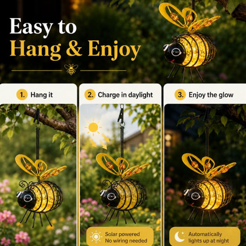 🐝40% OFF  Solar-powered hanging light with a bee for outdoor use – The perfect gift for plant lovers, moms, or simply anyone who loves to smile ❤️