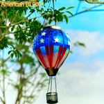 USA-themed hot air balloon lantern powered by solar, bringing festive backyard lights and patriotic yard decor to life