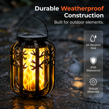 🏮50% OFF NOW! Solar Flickering Flame Lantern – IP65 Waterproof Auto On/Off, Realistic Warm Glow, Hanging Outdoor Solar Light for Patio Garden Pathway Decor
